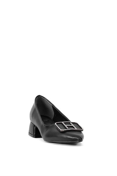 Ayakkabı Fuarı Elit Brk1904C Women's Buckle Classic Low Heel Shoes Black