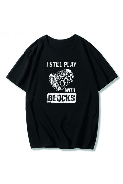 JDM Still Plays with Blocks Motor Tamircisi Araba Adamı Kamyon Tamircisi Erkek Tişörtü
