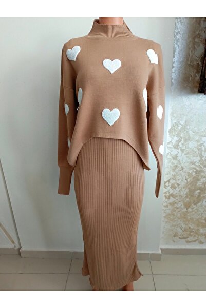 Butik Triko Kalpli Alt Üst Etekli Takım