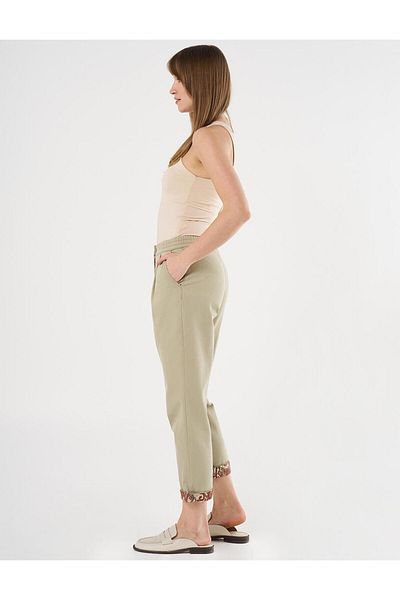 Kayra Παντελόνι Küf Green Denim - Παντελόνι με υφασμάτινο γαρνιτούρα