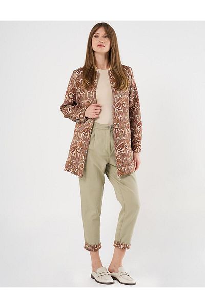 Kayra Παντελόνι Küf Green Denim - Παντελόνι με υφασμάτινο γαρνιτούρα