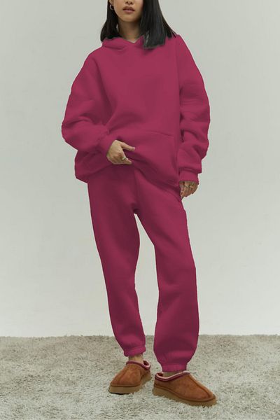ruNadeS Γυναικείο Σετ Φούτερ Fleece Wide Fit με κουκούλα και ελαστικά πόδια - Sport