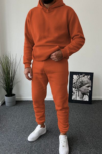 ruNadeS Men's Oversize Kangaroo Pocket Elasticized Sweatpants Suit - Home Wear
