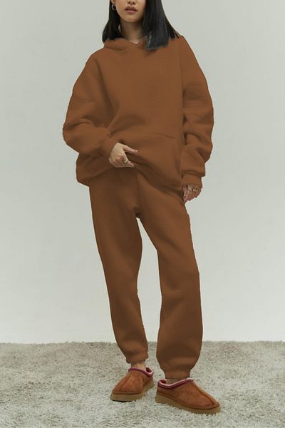 ruNadeS Γυναικείο Σετ Φούτερ Fleece Wide Fit με κουκούλα και ελαστικά πόδια - Sport