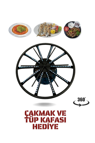 Vakia 38 Cm Döner Başlıklı Portatif Künefe - Kadayıf - Balık - Börek Pişirme Ocağı Piknik Tüp Uyumlu