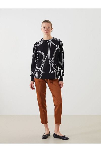 LC Waikiki Crew Neck Patterned Oversize Women's Sweatshirt