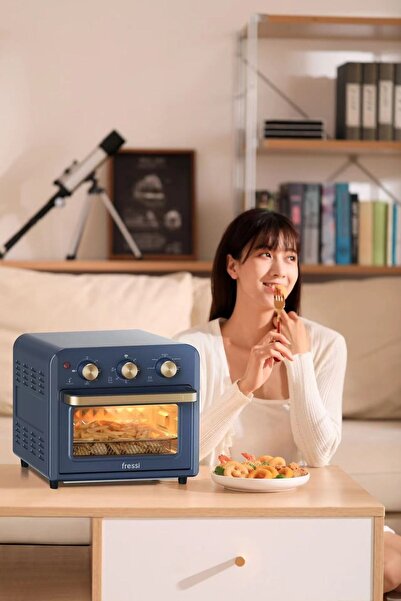woodhub Çok Fonksiyonlu 13L Hava Fritözü, Süre Ayarlı, Güçlü ve Kullanışlı Mavi