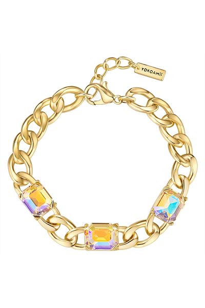 YOKOAMİİ Modeschmuckarmband Armband Gelbgold Glas Weiß