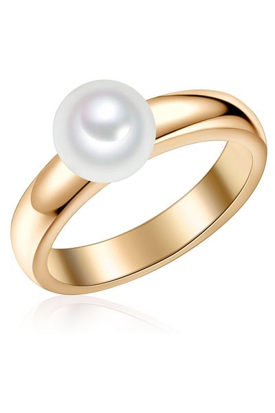 Valero Pearls Silberring Ring Sterling Silber Gelbgold Süßwasser-zuchtperle Weiß
