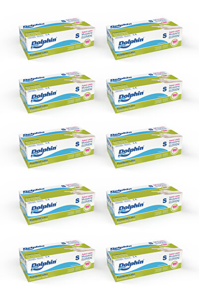 Dolphin Beyaz Lateks Eldiven Pudralı (S) 100lü Paket 10 Adet Mdr Latex