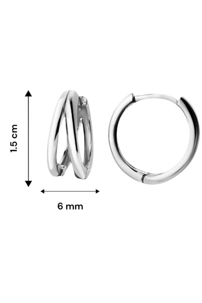 jelux silver Gümüş 925 Ayar 17 Mm Çift Halka Küpe