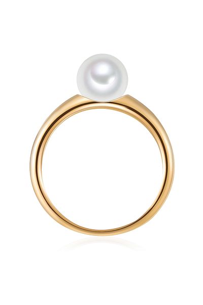 Valero Pearls Silberring Ring Sterling Silber Gelbgold Süßwasser-zuchtperle Weiß