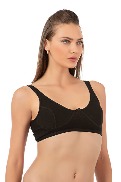 ÖZKAN underwear Özkan 0564 Kadın %100 Pamuklu Ribana Boş Kap Desteksiz Telsiz Balensiz Kalın Askılı Yarım Atlet Süty