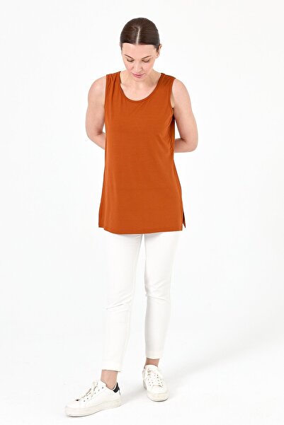 Desen Triko Γυναικείο Βαμβακερό Βαμβακερό Μπλουζάκι Καφέ