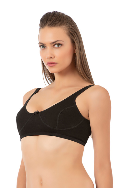 ÖZKAN underwear Özkan 0564 Kadın %100 Pamuklu Ribana Boş Kap Desteksiz Telsiz Balensiz Kalın Askılı Yarım Atlet Süty
