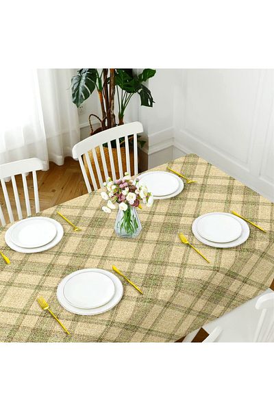Evim Canvas Flowy Coffee Liquid Proof Stain Resistant Tablecloth