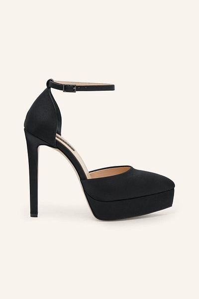 MARCATELLI Black Satin Davin Platform Heeled Shoes