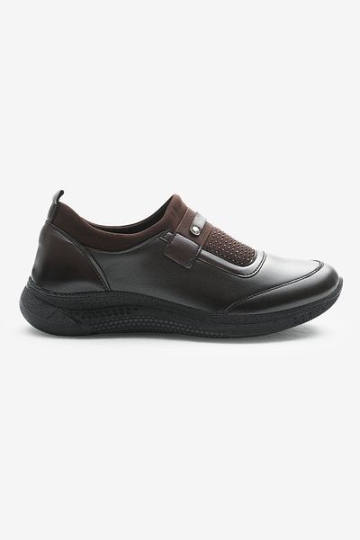 Tonny Black Women's Coffee Front Stone Embroidered Heel Gel Orthopedic Mother Casual Shoes