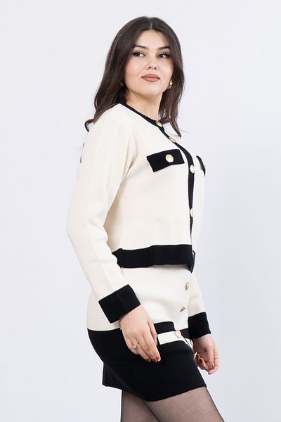 MissVina Button Detailed Knitwear Top and Skirt Suit Item Code: A019