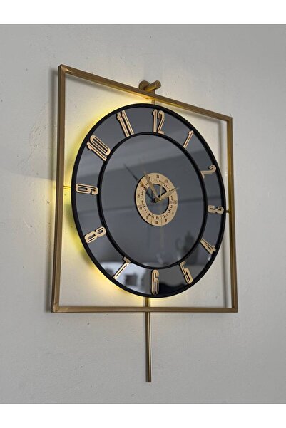 hibiscus Metal Aynalı Duvar Saati 50x75 cm Büyük Boy Işıklı Gerçek Ayna Duvar...