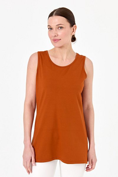 Desen Triko Tricou de damă din bumbac pieptănat cu bretele maro