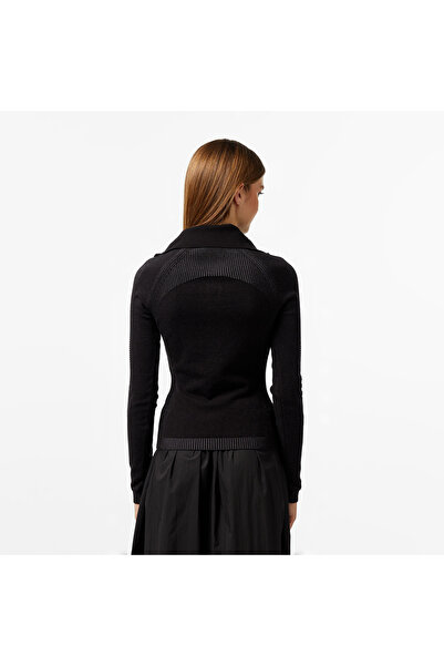 Lacoste Kadın Slim Fit Yarım Fermuarlı Siyah Triko
