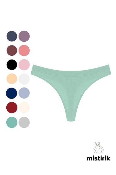 MİSTİRİK Water Green Paulo Model Ribbed Flexible String Thong