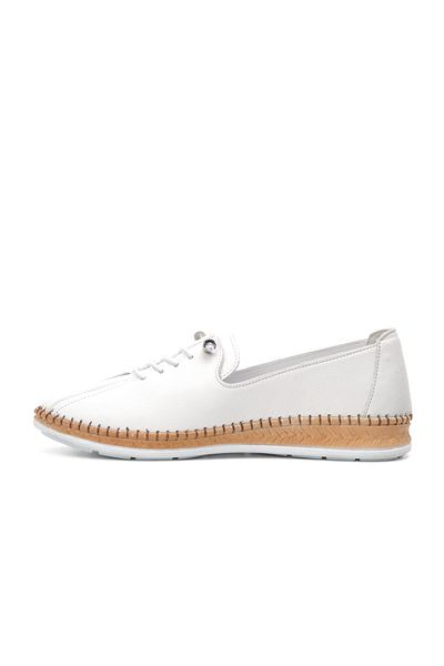 AYAKMOD Pantofi casual de damă din piele naturală albă