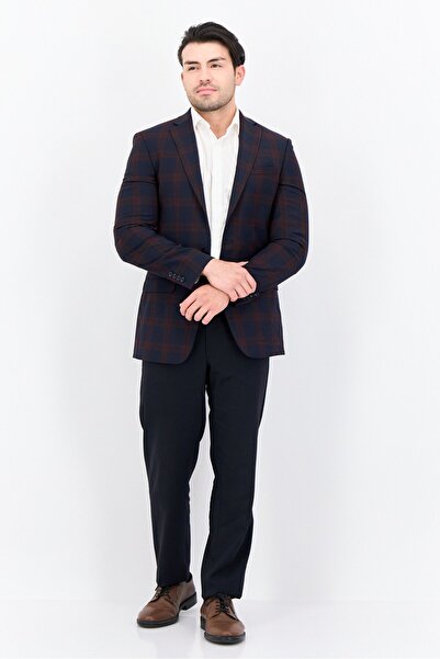 Bar III Men Slim Fit Checkered Blazer, Navy