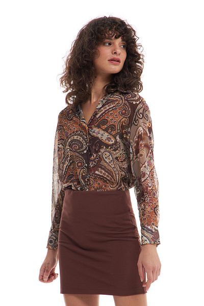 Quzu Brown Knitted Mini Skirt