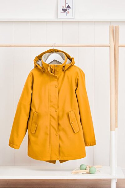 Tchibo Kids Girl Long Sleeves Plain Hooded Jacket, Mustard