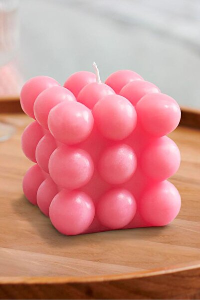 Tchibo 2 Pieces Bubble Candle 8 H x 8 L x 8 W cm, Pink