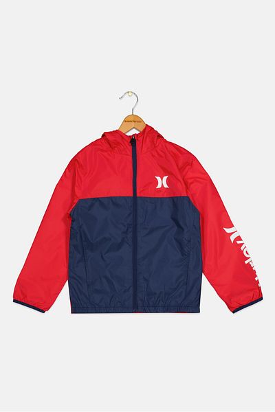 Hurley Kids Boy Brand Logo Hooded Jackets, Red