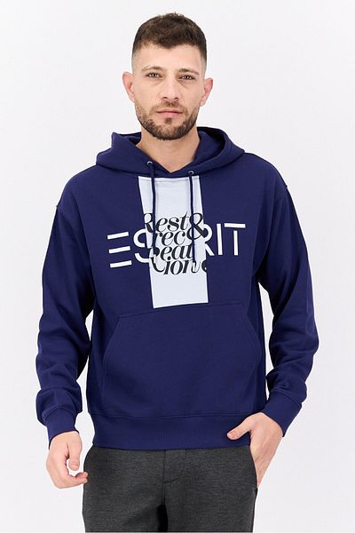 Esprit Men Hooded Long Sleeves Graphic Print Sweatshirt, Blue