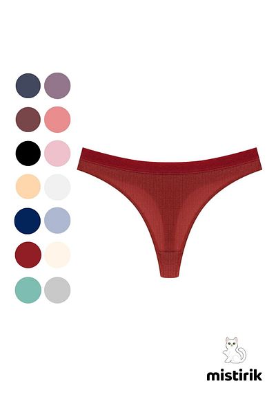 MİSTİRİK Burgundy Color Paulo Model Stretchy Ribbed String Thong