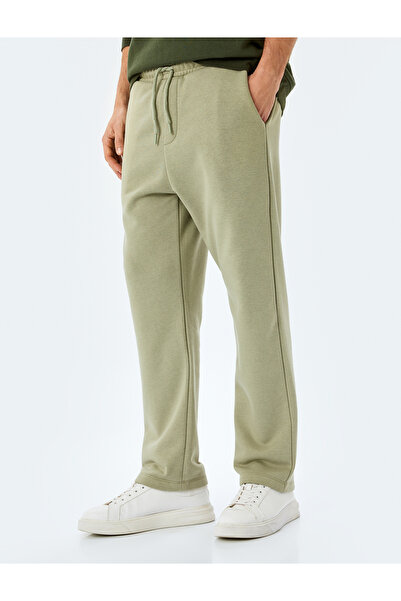 Koton Βαμβακερό μείγμα με λεπτομέρεια τσέπης Regular Fit επένδυση fleece Χειμερινό παντελόνι με κορδόνια στη μέση