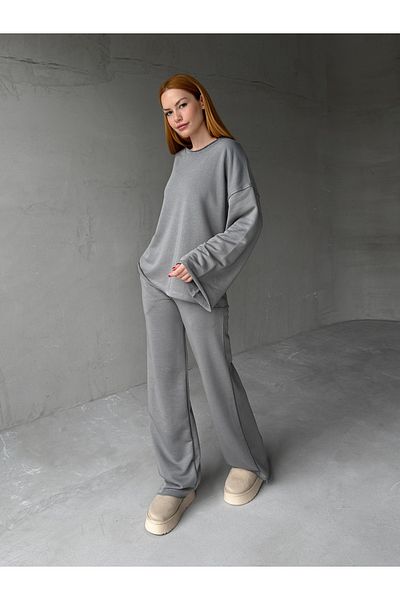 Cappmoda Tkm-1201 Smoked Dirty Stitched Loose Model Blouse Palazzo Pants Two Thread Seasonal Double Suit