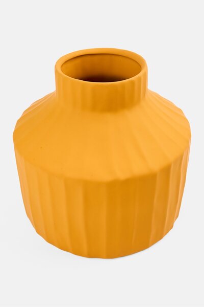 Muy Mucho Sculpted Ceramic Vase Decor, Mustard