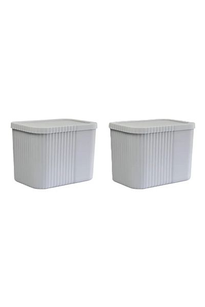 Roza's Home 2 Pieces 6 Liters Midi Multi-Purpose Storage Box with Lid - Towel, Cosmetic Personal Item Organizer