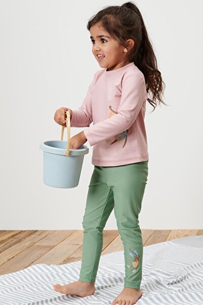 Tchibo Toddlers Girl Monkey Print Pull On Swim Leggings, Olive