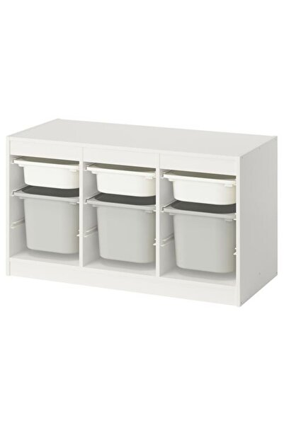 IKEA - TROFAST، وحدة تخزين، أبيض-رمادي، 99x44x56 سم