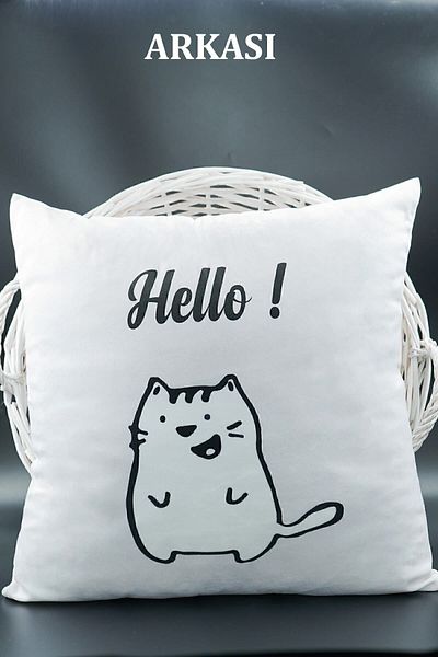 ASDİVA Lettered Throw Pillow Cover Velvet 43x43 Cm Double Sided Letter S Cat Patterned Marriage Proposal Birthday