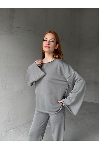 Cappmoda Tkm-1201 Smoked Dirty Stitched Loose Model Blouse Palazzo Pants Two Thread Seasonal Double Suit