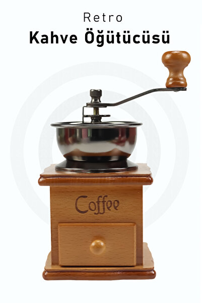 İkon store Retro Kahve Öğütücü Ahşap Kahve Değirmeni