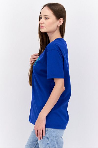 Esprit Women Crew Neck Short Sleeve Brand Logo T-shirt, Blue/green