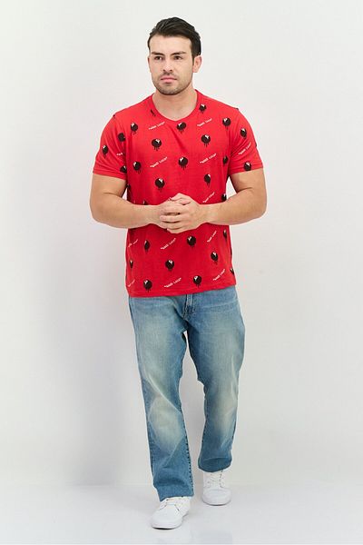 Originals by Brooklyn Cloth Men Crew Neck Short Sleeves Graphic Print T-shirt, Red Combo