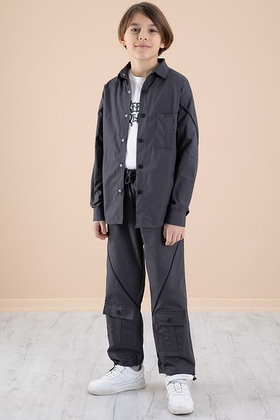 Cansın Mini Smoked Boy's 3 Piece Set T-Shirt Shirt Pants 20230