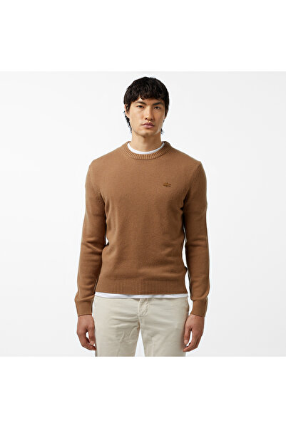 Lacoste Erkek Regular Fit Bisiklet Yaka Kahverengi Triko