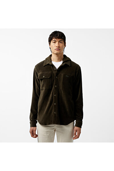 Lacoste Erkek Relaxed Fit Kapüşonlu Koyu Yeşil Gömlek