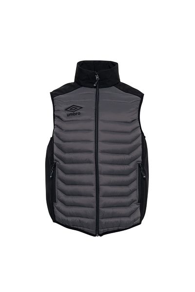 UMBRO Grey Anthracite Puffer Vest - Stand Collar and Sleeveless Zip-Up Tight Pocket